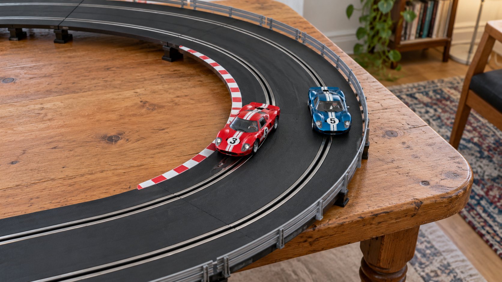Curva de autorama com faixa interna e faixa externa